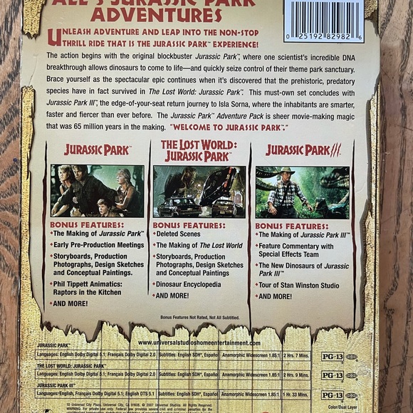 Jurassic Park Adventure Pack Collection DVD Set 3 - Picture 2 of 6